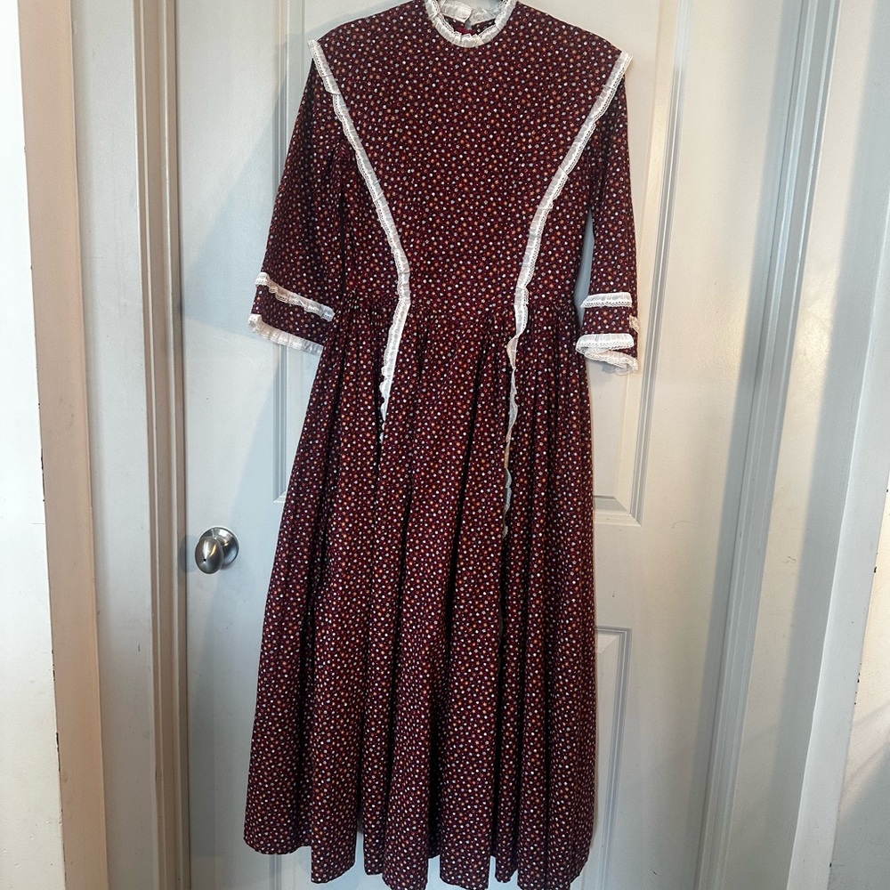Vintage Homemade Gunne Sax Inspired Cottage Core Prairie Micro Floral Maxi Dress - Picture 8 of 9